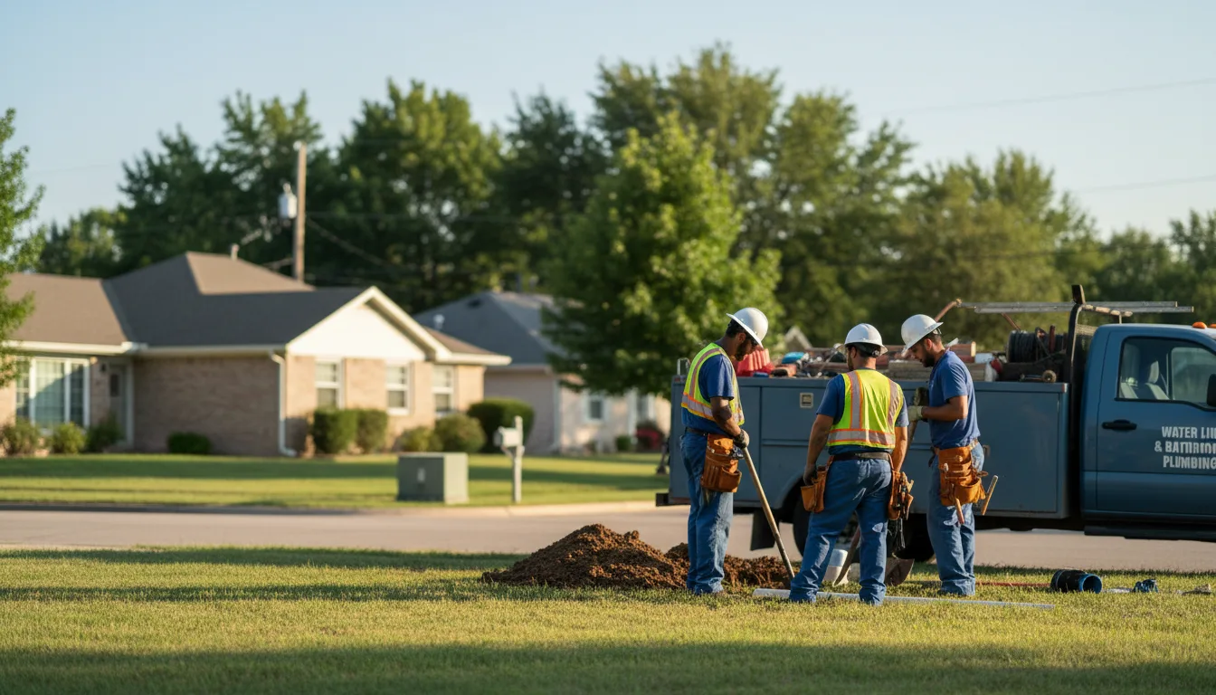 Residential water line and bathroom plumbing service in Adams, OK